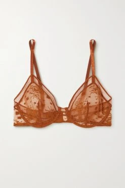Meilleure vente ⭐ ERES Soutien-gorge à Armatures En Tulle à Broderies Et à Picots Ambree ,Bronze 🛒