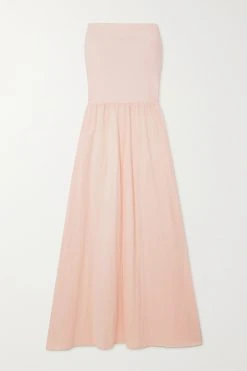 Grosses soldes 👏 ERES Robe Longue Convertible En Jersey Stretch De Coton Zephyr Ankara ,Rose Pâle 🎉