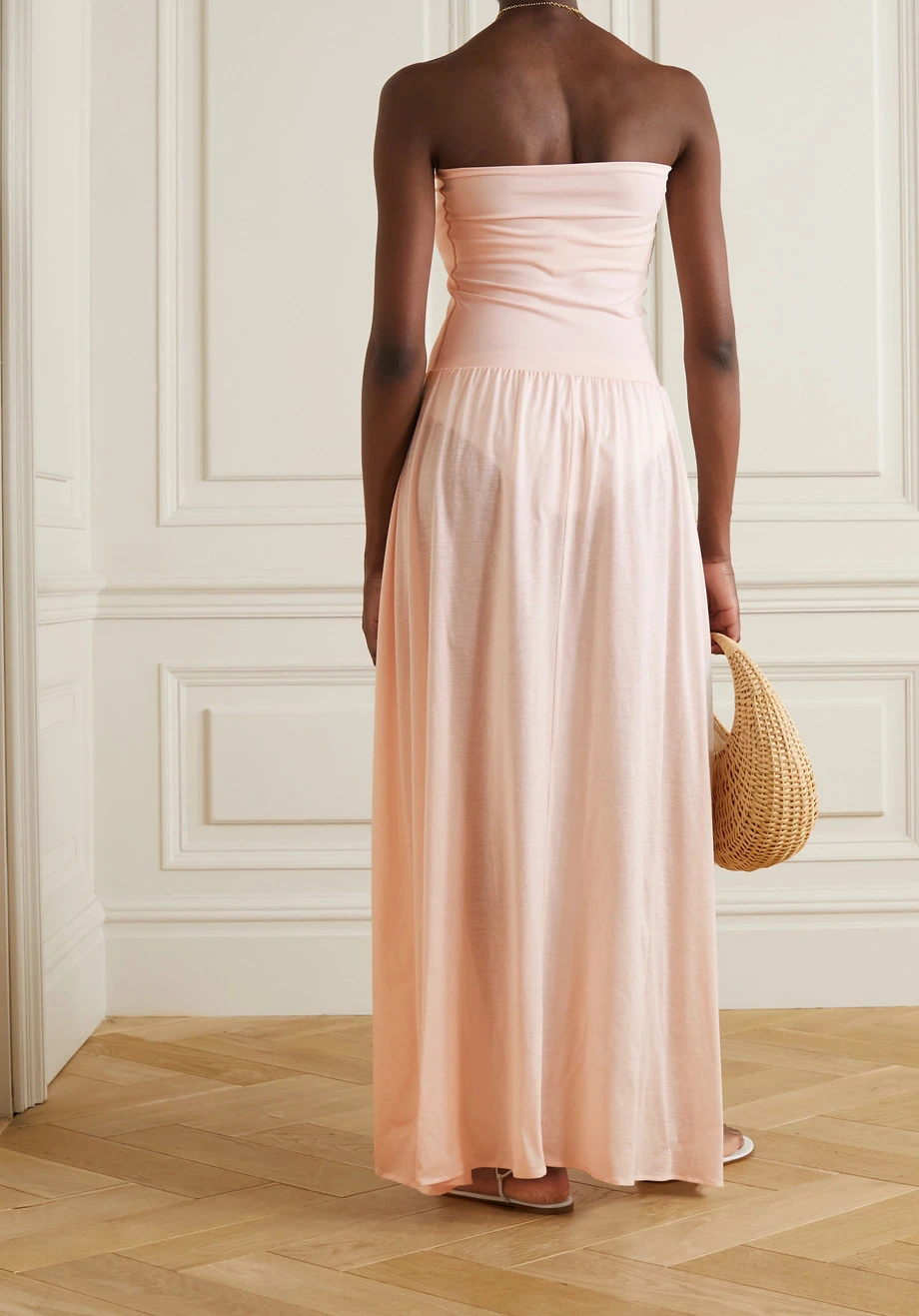 Grosses soldes đ ERES Robe Longue Convertible En Jersey Stretch De Coton Zephyr Ankara ,Rose PĂąle đ â Image 3