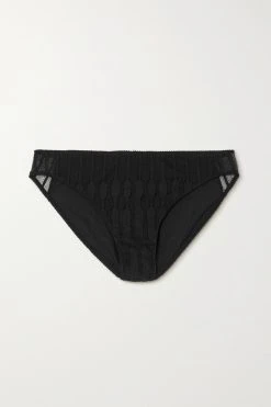 Meilleure vente 🧨 ERES Culotte En Jersey Stretch Et En Dentelle Leavers Ebene ,Noir 🎉