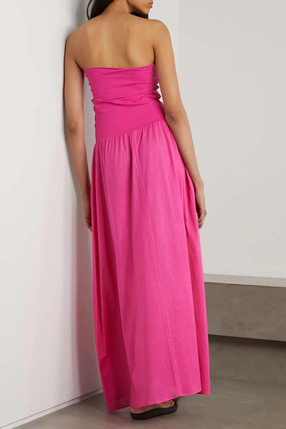 Acheter 🎉 ERES Robe Longue Bustier En Jersey De Coton Zephyr Ankara ,Rose ✔️ – Image 4