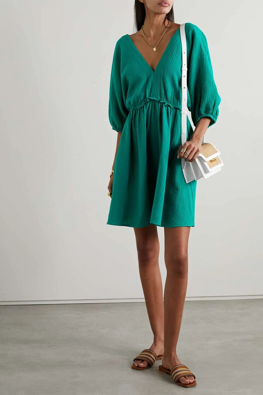 Meilleure affaire ⭐ ERES Mini-robe En Crépon De Coton Eris Déesses ,Jade 🥰 – Image 5