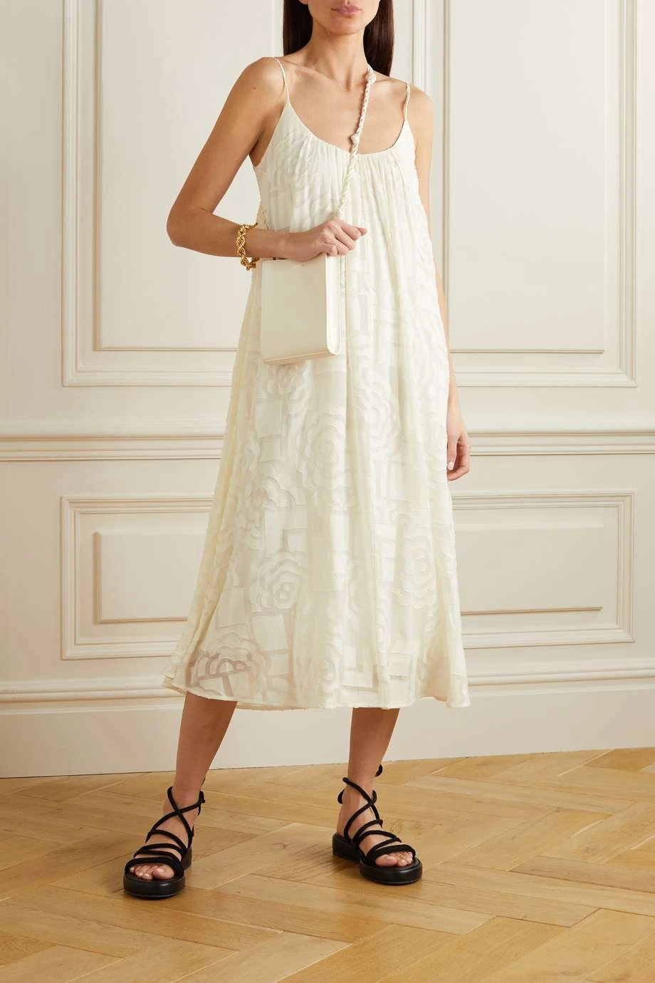 Les meilleures critiques de ✨ ERES Robe Midi En Jacquard De Soie Et De Coton Mélangés Fleuri Naturelle ,Blanc ⌛ – Image 2