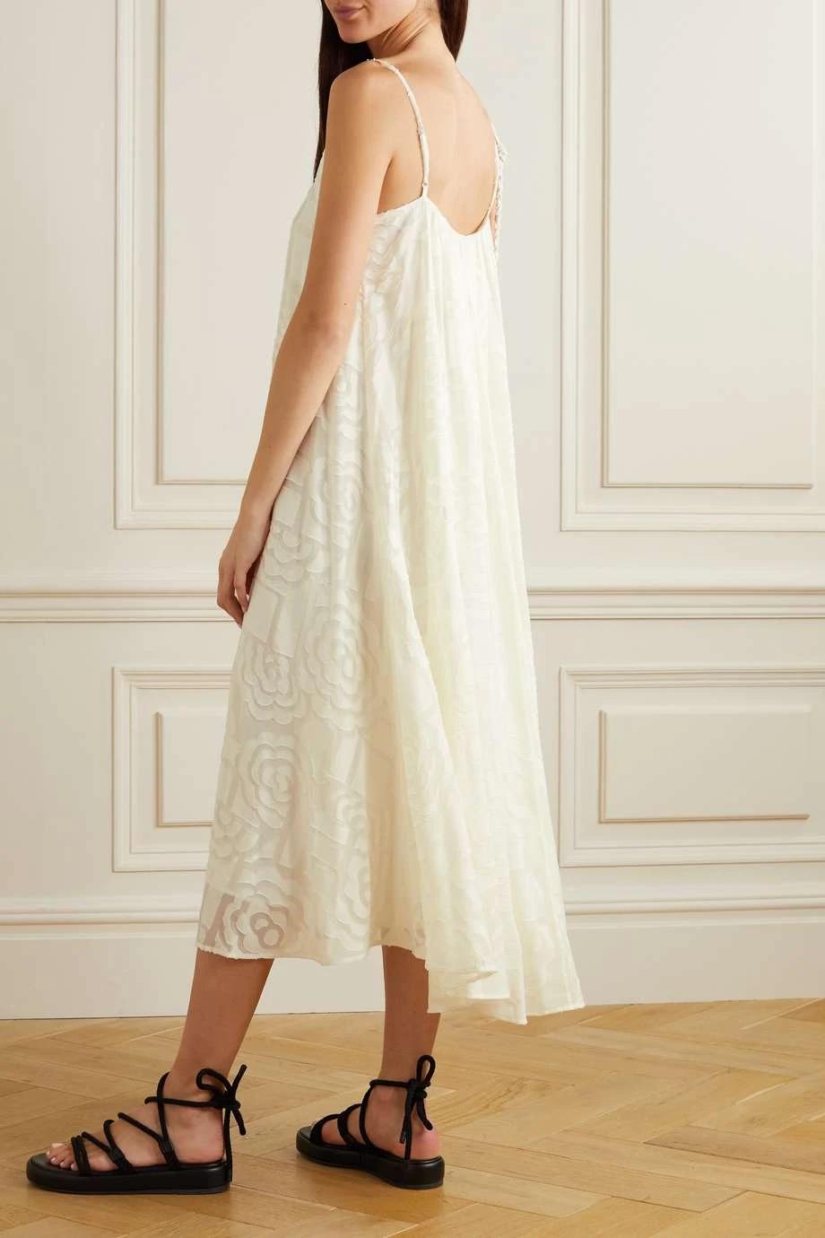 Les meilleures critiques de ✨ ERES Robe Midi En Jacquard De Soie Et De Coton Mélangés Fleuri Naturelle ,Blanc ⌛ – Image 3