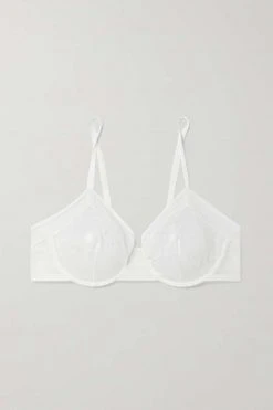 Meilleure vente 🛒 ERES Soutien-gorge à Armatures Et à Bonnets Souples En Tulle Stretch à Broderies Positive ,Blanc 🔔