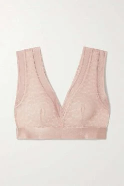 Nouveau 🔔 ERES Brassière En Tulle Stretch à Broderies Équilibre ,Rose Poudré ✔️