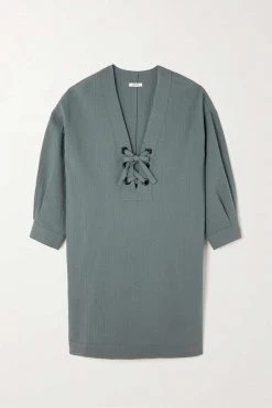 Meilleur prix 👍 ERES Tunique En Crépon De Coton à Lacets Nymphe ,Vert 🛒