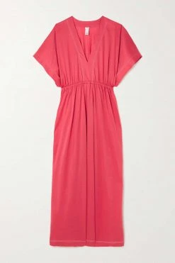 Sortie ⌛ ERES Robe Midi En Jersey De Coton à Fronces Tess ,Pêche 🤩