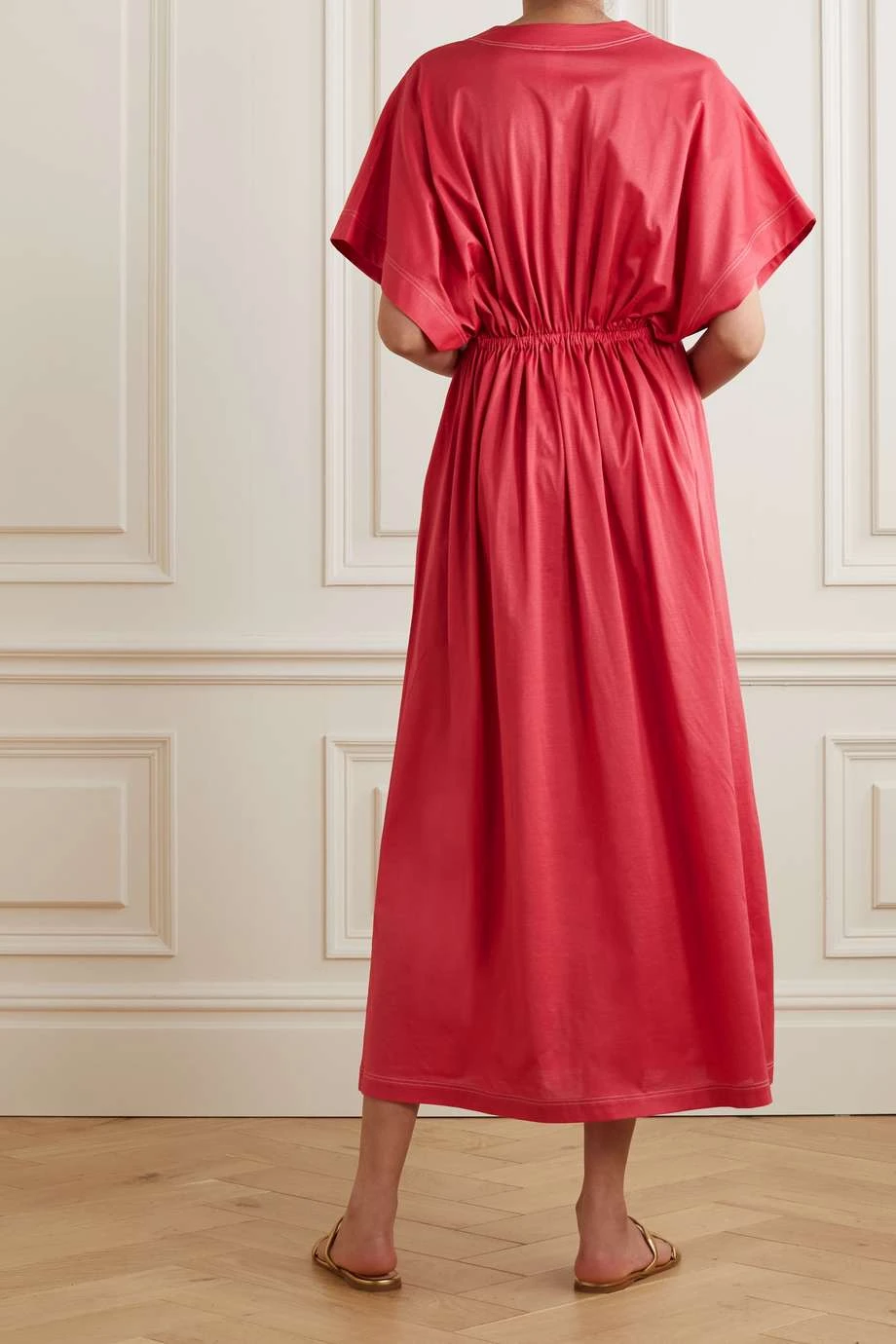 Sortie ⌛ ERES Robe Midi En Jersey De Coton à Fronces Tess ,Pêche 🤩 – Image 3