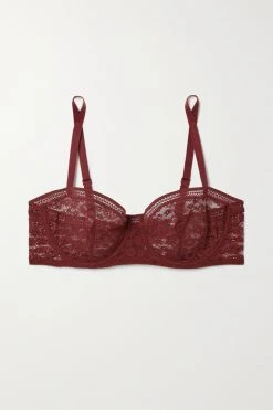 Grosses soldes ❤️ ERES Soutien-gorge En Dentelle Leavers Stretch Poudrée ,Rouge ⌛