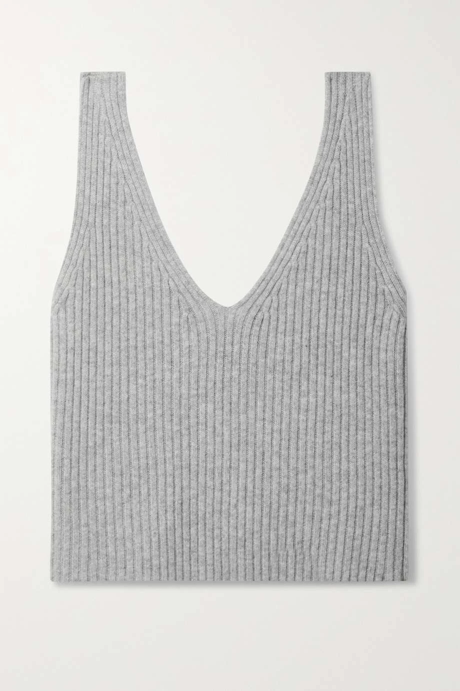 Vente flash đ ERES DĂ©bardeur En Laine Et Cachemire MĂ©langĂ©s CĂŽtelĂ©s Raphaelle ,Gris â€ïž