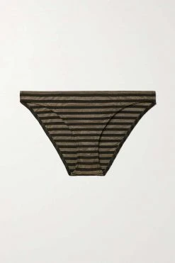 Vente flash 🛒 ERES Culotte De Bikini En Lurex Stretch à Rayures Backgammon Hasard ,Noir 🛒