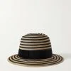 Nouveau ❤️ ERES Chapeau En Paille à Finitions En Gros-grain Et à Rayures Juliette ,Noir ✨