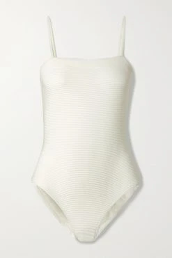 Vente flash ⌛ ERES Maillot De Bain Côtelé Pompon ,Blanc 👏