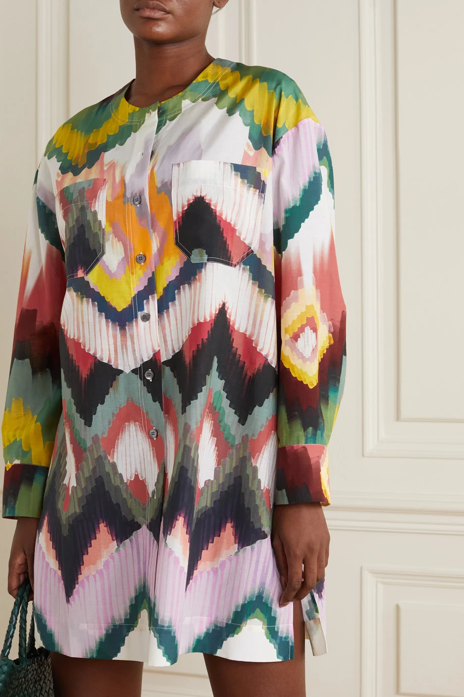 Promo đ ERES Tunique En Voile De Coton Et De Soie MĂ©langĂ©s ImprimĂ©s Coquelicot ,Vert đ„ â Image 3